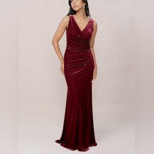 Revelry Deep Red Velvet Bridesmaid Dress
